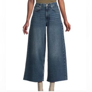 rag & bone  Serena High Rise Crop Wide Leg Jeans With Raw Hem